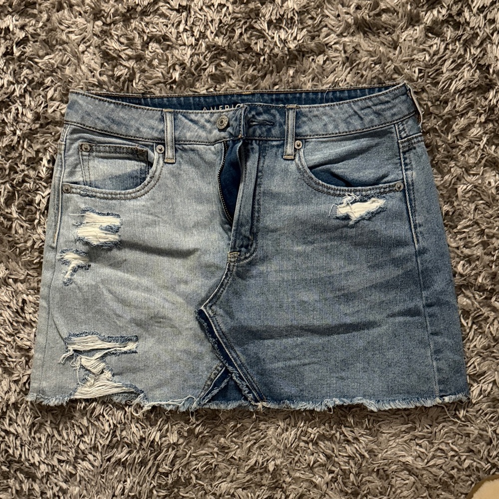American Eagle Outfitters Blue Distressed Mini Skirt